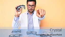  Presentation with glasses - Slide deck consisting of young-hispanic-man-holding-glasses background and a light blue colored foreground