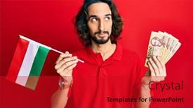  Presentation with one young man exercising handball - PPT theme having young-hispanic-man-holding-hungary background and a crimson colored foreground