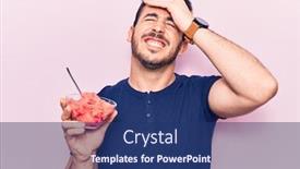  Presentation with ice cream - Slide set having young-hispanic-man-holding-ice background and a ocean colored foreground