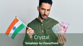  Presentation with india flag - Colorful presentation enhanced with young-hispanic-man-holding-india backdrop and a tawny brown colored foreground