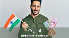  Presentation with india flag - Slide set featuring young-hispanic-man-holding-india background and a dark gray colored foreground