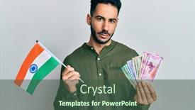  Presentation with india flag - Audience pleasing PPT layouts consisting of young-hispanic-man-holding-india backdrop and a ocean colored foreground