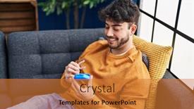  Presentation with anonymous invisible face in urban - Theme with young-hispanic-man-holding-invisible background and a  colored foreground