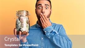  Presentation with hispanic - Beautiful slide deck featuring young-hispanic-man-holding-jar backdrop and a teal colored foreground