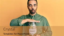  Presentation with hispanic - Slides having young-hispanic-man-holding-jar background and a gold colored foreground