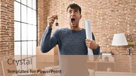  Presentation with anger - Slide deck featuring young-hispanic-man-holding-keys background and a  colored foreground