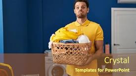  Presentation with puffing - Presentation featuring young-hispanic-man-holding-laundry background and a tawny brown colored foreground
