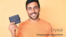  Presentation with leather - PPT layouts enhanced with young-hispanic-man-holding-leather background and a coral colored foreground