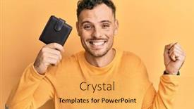  Presentation with leather - Beautiful slide deck featuring young-hispanic-man-holding-leather backdrop and a yellow colored foreground