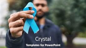  Presentation with blue ribbon - Slides consisting of young-hispanic-man-holding-light background and a tawny brown colored foreground