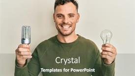  Presentation with inspiration - PPT theme having young-hispanic-man-holding-lightbulb background and a tawny brown colored foreground