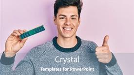  Presentation with memory ram - Presentation design featuring young-hispanic-man-holding-memory background and a  colored foreground