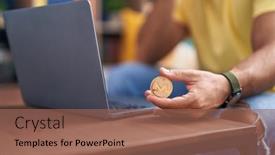  Presentation with hispanic - Slide set consisting of young-hispanic-man-holding-monero background and a violet colored foreground