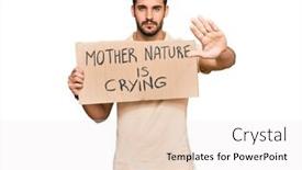  Presentation with protest - Audience pleasing PPT layouts consisting of young-hispanic-man-holding-mother backdrop and a sky blue colored foreground