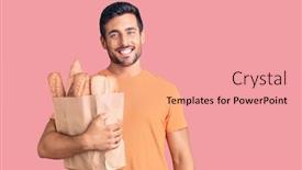  Presentation with paper bag - Colorful presentation theme enhanced with young-hispanic-man-holding-paper backdrop and a coral colored foreground