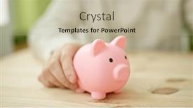  Presentation with bank - Presentation theme consisting of young-hispanic-man-holding-piggy background and a mint green colored foreground