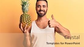  Presentation with pineapple - Amazing presentation having young-hispanic-man-holding-pineapple backdrop and a lemonade colored foreground