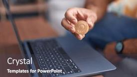  Presentation with crypto - Presentation theme featuring young-hispanic-man-holding-polkadot background and a ocean colored foreground