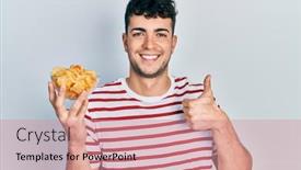  Presentation with potato - Colorful presentation design enhanced with young-hispanic-man-holding-potato backdrop and a coral colored foreground