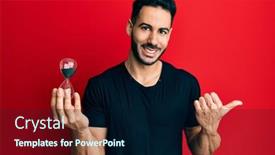  Presentation with sand clock - Presentation theme consisting of young-hispanic-man-holding-sand background and a navy blue colored foreground