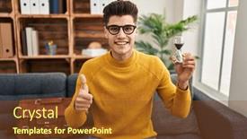  Presentation with sand clock - Slide set having young-hispanic-man-holding-sand background and a tawny brown colored foreground
