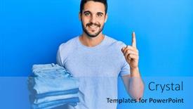  Presentation with stack - Cool new theme with young-hispanic-man-holding-stack backdrop and a light blue colored foreground