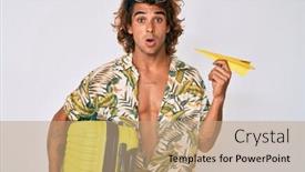  Presentation with suitcase - Presentation theme with young-hispanic-man-holding-suitcase background and a  colored foreground