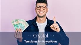  Presentation with united - Presentation theme consisting of young-hispanic-man-holding-united background and a ocean colored foreground