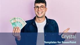  Presentation with united - Amazing PPT layouts having young-hispanic-man-holding-united backdrop and a ocean colored foreground