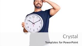  Presentation with clock face - Theme with young-hispanic-man-holding background and a white colored foreground