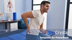  Presentation with rehab - PPT theme featuring young-hispanic-man-injured-physiotherapy background and a ocean colored foreground