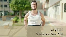  Presentation with karate - Slide deck consisting of young-hispanic-man-karate-fighter background and a mint green colored foreground