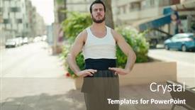  Presentation with karate - Theme having young-hispanic-man-karate-fighter background and a coral colored foreground