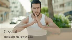  Presentation with karate - Theme consisting of young-hispanic-man-karate-fighter background and a mint green colored foreground