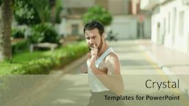  Presentation with karate - PPT theme enhanced with young-hispanic-man-karate-fighter background and a mint green colored foreground