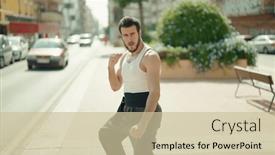  Presentation with karate - Slides with young-hispanic-man-karate-fighter background and a soft green colored foreground