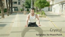  Presentation with karate - Presentation theme enhanced with young-hispanic-man-karate-fighter background and a mint green colored foreground