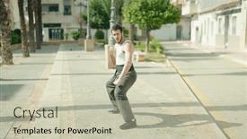  Presentation with karate - Presentation design consisting of young-hispanic-man-karate-fighter background and a soft green colored foreground