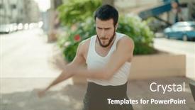  Presentation with karate - Slide set with young-hispanic-man-karate-fighter background and a coral colored foreground
