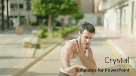  Presentation with karate - Presentation design featuring young-hispanic-man-karate-fighter background and a coral colored foreground