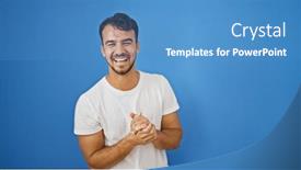  Presentation with blue - PPT layouts with young-hispanic-man-laughing background and a teal colored foreground