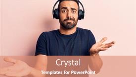  Presentation with old man and music - Colorful presentation enhanced with young-hispanic-man-listening backdrop and a coral colored foreground