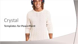  Presentation with person listening - Colorful slide deck enhanced with young-hispanic-man-listening backdrop and a white colored foreground