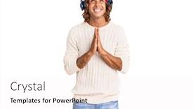  Presentation with music headphones - Amazing slide set having young-hispanic-man-listening backdrop and a white colored foreground