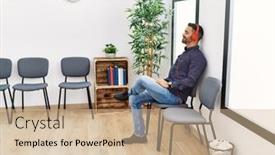  Presentation with waiting room - Slide deck enhanced with young-hispanic-man-listening background and a soft green colored foreground