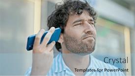  Presentation with voice therapy - Presentation theme with young-hispanic-man-listening and a  colored foreground