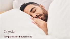  Presentation with bed - Theme featuring young-hispanic-man-lying background and a sky blue colored foreground