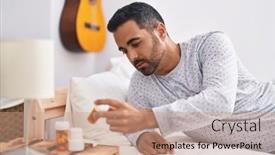  Presentation with bed - Slide deck enhanced with young-hispanic-man-lying background and a  colored foreground