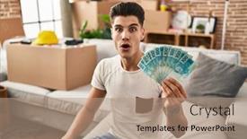  Presentation with lonely man new zealand tourists - Presentation theme consisting of young-hispanic-man-moving background and a coral colored foreground