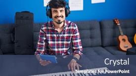  Presentation with piano keyboard - Slides with young-hispanic-man-musician-playing background and a ocean colored foreground
